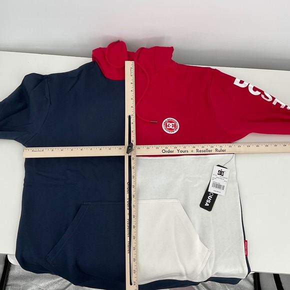 DC Shoes USA Mens Colorblock Zip Hoodie‎ Size L Red Navy White Style EDYFT03422 - Picture 8 of 8